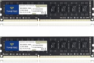 Timetec 16GB KIT(2x8GB) DDR3L / DDR3 1600MHz (DDR3L-1600) PC3L-12800 / PC3-12800 Non-ECC Unbuffered 1.35V/1.5V CL11 2Rx8 Dual Rank 240 Pin UDIMM Desktop PC Computer Memory RAM(SDRAM) Module Upgrade - Produto 4 mais recomendado com 4.7 estrelas