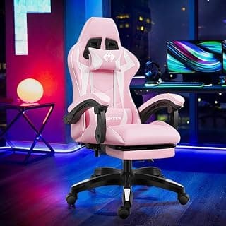 Cadeira Ergonomica Gamer Com Apoio Para Os Pés(Rosa) - Produto 8 mais recomendado com 4 estrelas