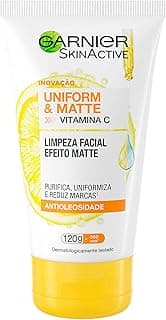 Garnier Uniform & Matte Sabonete Limpeza Facial Vitamina C Antioleosidade, Limpa Profundamente, Remove Oleosidade e Maquiagem, Efeito Matte, Reduz Marcas, 120g - Produto 2 mais recomendado com 4.8 estrelas
