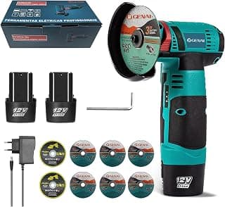 Esmerilhadeira Lixadeira Esmerilhadeira 110V/220V Sem Fio Portátil Serra Mármore A Bateria 12V (2 Bateria+8 Pcs Discos de Corte) - Produto 6 mais recomendado com 4.4 estrelas