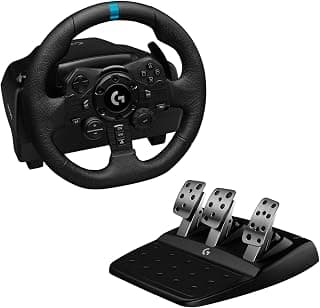 Volante Logitech G923 para PS5, PS4 e PC com Force Feedback TRUEFORCE, Pedais Responsivos, Launch Control e Acabamento em Couro - Produto 2 mais recomendado com 4.8 estrelas
