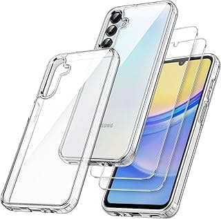 JETech Capa 3 em 1 para Samsung Galaxy A15 5G / 4G 6,5 Polegadas, com Protetor de Tela de 2 Pacotes, Filme de Vidro Temperado, Case Capinha Protetora de Telefone Transparente Traseira (Claro) - Produto 5 mais recomendado com 4.7 estrelas