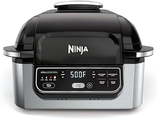 Ninja | Grelhador interno | Foodi | 5 em 1 (grelhar, fritar ao ar, assar, assar e desidratar | Serve para torra de até 1,3 kg | Sistema de controle de fumaça e peças seguras para lava-louças | Preto - Produto 1 mais recomendado com 4.8 estrelas