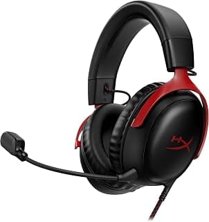 Headset Gamer HyperX Cloud III – Compatível com PC, PS5, Xbox Series X|S, Drivers Angulados de 53mm, Áudio DTS, Microfone de 10 mm, USB-C, USB-A, Fio de 3,5 mm, Vermelho e Preto (727A9AA) - Produto 2 mais recomendado com 4.8 estrelas