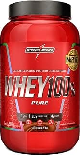 Integralmédica - Whey Protein Concentrado Chocolate 100% Pure - 21g de Proteína por Scoop, Suplementação Alimentar Pós-Treino, Fórmula Enriquecida com BCAAs - Pote 900g | Suplementação Alimentar Pós-Treino, Fórmula Enriquecida com BCAAs - Produto 8 mais recomendado com 4.7 estrelas
