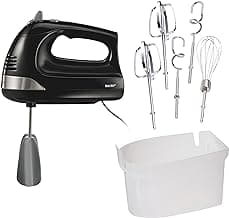 6-Speed Electric Hand Mixer With Easy Clean Beaters | Traditional Beaters | Dough Hooks | Whisk | Snap-On Storage Case | 275 Watt Motor | Black | 62639J - Produto 3 mais recomendado com 4.6 estrelas