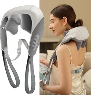Evebless Massageador de Pescoço Shiatsu, Alívio da Dor nos Tecidos Profundos, Massagem 5D para Pescoço, Ombro e Costas, Massageador Elétrico com Calor, Sem Fio, Recarregável, Presente - Produto 9 mais recomendado com 3.7 estrelas