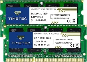 Timetec 16GB KIT(2x8GB) DDR3L/DDR3 1600MHz(DDR3L-1600) PC3L-12800 Non-ECC Unbuffered 1.35V/1.5V CL11 2Rx8 Dual Rank 204 Pin SODIMM Laptop Notebook RAM - Produto 3 mais recomendado com 4.7 estrelas
