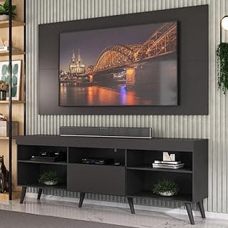 Rack com Painel Tv 65" Retrô Flórida Up Multimóveis Mp1042 Preto - Produto 3 mais recomendado com 4.5 estrelas
