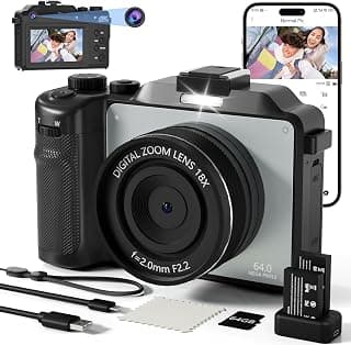 Câmera Digital 4K para fotografia, LucZeng Câmera Vlogging de 48 MP para YouTube com cartão TF de 64 GB, tela LCD de 3", antirvibração, zoom digital de 18x, câmeras digitais compactas para viagens - Produto 7 mais recomendado com 4.1 estrelas