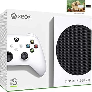 Console digital de jogos Microsoft Xbox Series S 512 GB + 1 controle sem fio Xbox, branco – memória GDDR6 de 10 GB, resolução de jogos de 1440p, reprodução de mídia de streaming 4K, WiFi, cartão USB de tela de 32 GB - Produto 8 mais recomendado com 5 estrelas