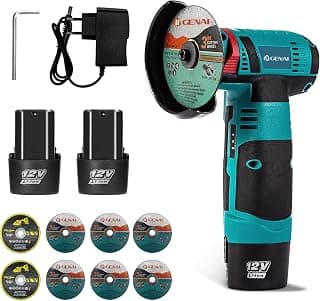 12V Mini Esmerilhadeira Angular Portátil, 2 Baterias, 19500 RPM, Com 8 Discos de Corte, Corte e Polimento para Metal, Pedra, Madeira, Mármore – Compacta e Recarregável - Produto 5 mais recomendado com 4.2 estrelas