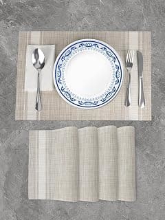 Jogo americano conjunto de 4, tapetes para mesa de jantar de cozinha, tapetes de mesa de PVC laváveis antiderrapantes resistentes ao calor, tapetes de jantar de vinil tecido fáceis de limpar, cáqui - Produto 5 mais recomendado com 5 estrelas
