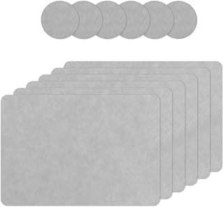 Conjunto de 6 peças de tapete de mesa de couro PVC de camada dupla, tapete de jantar resistente a óleo, jogo americano de couro PVC com isolamento térmico para casa (cinza) - Produto 8 mais recomendado com 0 estrelas