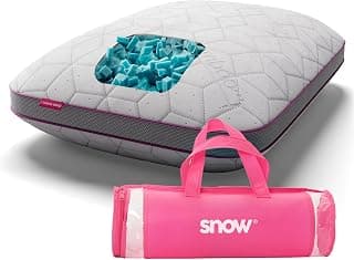 Travesseiro Ajustável - I wanna sleep - Snow®, flocos de espuma removíveis para controle da altura, ideal para dores na coluna, altura perfeita, alívio de pressão, tecido em bambu respirável - Produto 1 mais recomendado com 4.8 estrelas