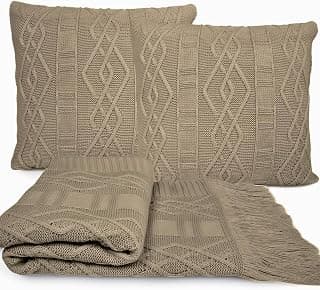 Manta Tricot Sofa Decorativa 150x90cm +2 Capas Almofada A03 (ARAMIS) - Produto 1 mais recomendado com 4.5 estrelas