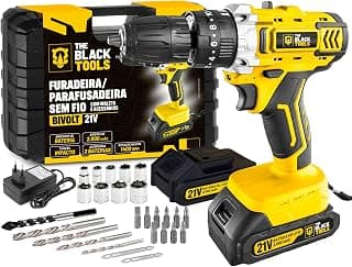 Furadeira E Parafusadeira De Impacto Bateria 21v 3/8 Tb-21pkx The Black Tools Com Maleta E Acessorios - Produto 4 mais recomendado com 4.7 estrelas