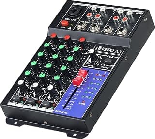 Console de mixagem de som 3 canais,48v de alimentação phantom sistema estéreo Adequado para uso em carros, microfones, instrumentos musicais ou equipamentos de áudio (CD players), computadores, etc. - Produto 1 mais recomendado com 4.7 estrelas