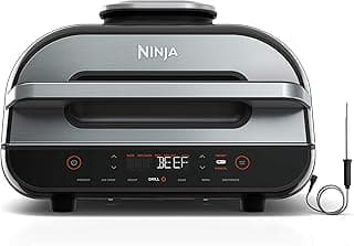 Ninja FG551 Foodi Smart XL 6 em 1 Grelha interna com fritura a ar, assar, grelhar e desidratar, termômetro inteligente, preto/prata - Produto 3 mais recomendado com 4.6 estrelas