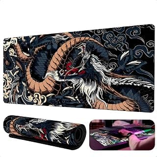 Mouse Pad Gamer Extra Grande 900x400mm Mousepad Gamer - Superfície Ultralisa, Base Antiderrapante, Bordas Costuradas, Design Dragão Azul Premium - Ideal para Gamers e Trabalho | Mousepad Grande - Produto 7 mais recomendado com 5 estrelas