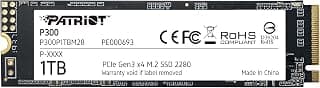 SSD PATRIOT P300 1TB M.2 2280 NVMe PCIE GEN3 x4 - P300P1TBM28 - Produto 7 mais recomendado com 4.7 estrelas