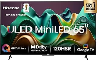 Hisense Smart TV UHD 4K Mini LED 65" Polegadas 65U6N Google TV, Processador com AI, HDR10+, Dolby Atmos, Sports Mode, Game Mode Plus e Compatível com Alexa - Produto 9 mais recomendado com 4.3 estrelas