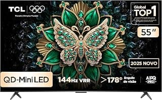 Smart TV TCL 55 Polegadas QLED Mini LED 4K C6K WiFi Bluetooth Google TV 4 HDMI 144Hz HDR10+ 55C6K - Produto 2 mais recomendado com 4.7 estrelas