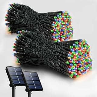 Pacote com 2 luzes solares para uso externo, 200 luzes LED extralongas com 8 modos de iluminação, decoração de iluminação externa à prova d'água para jardim, pátio, varanda, Natal, casamento, festa - Produto 4 mais recomendado com 4.1 estrelas